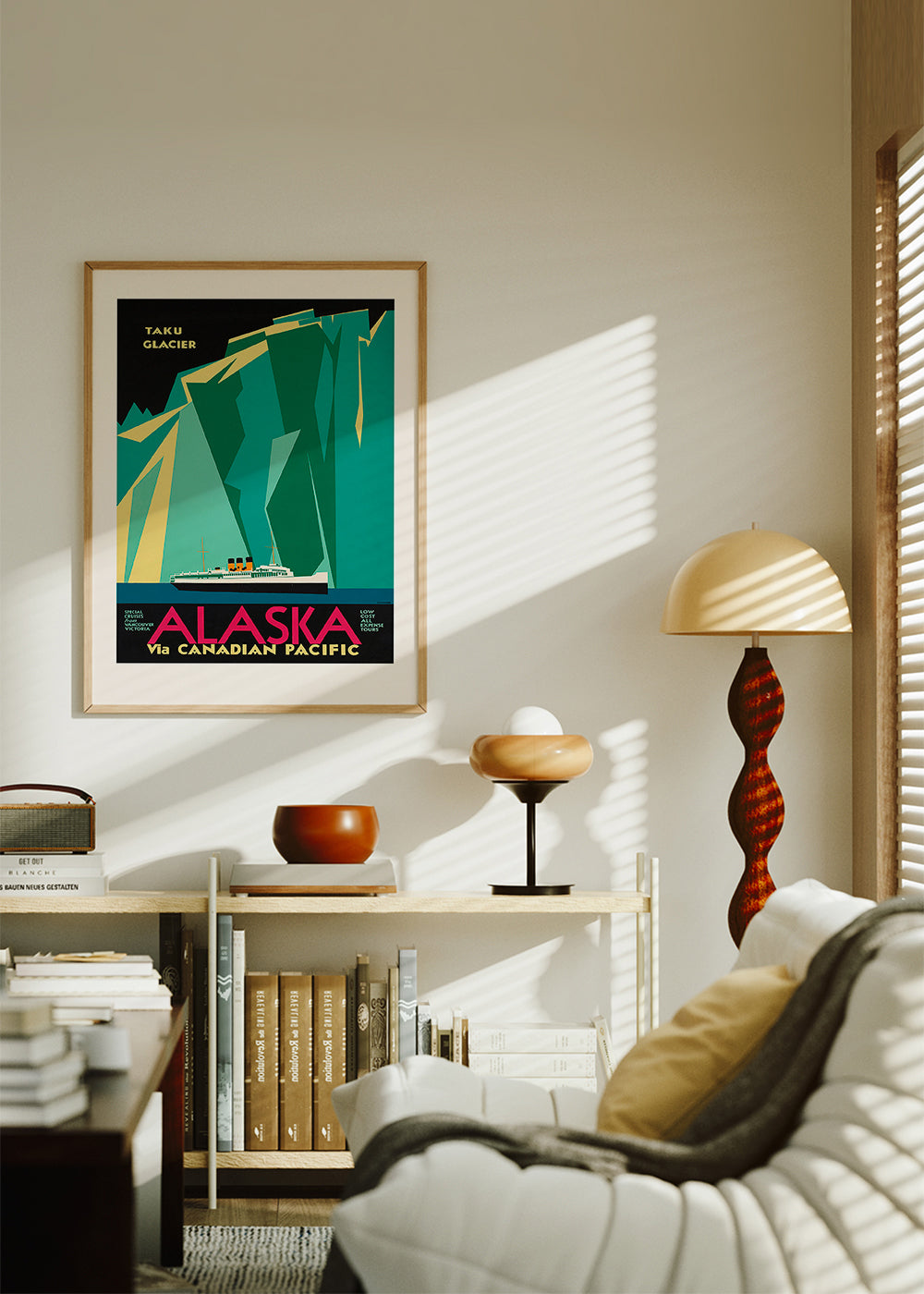 Rynx | Alaska via Canadian Pacific. Taku Glacier - Vintage Travel Poster