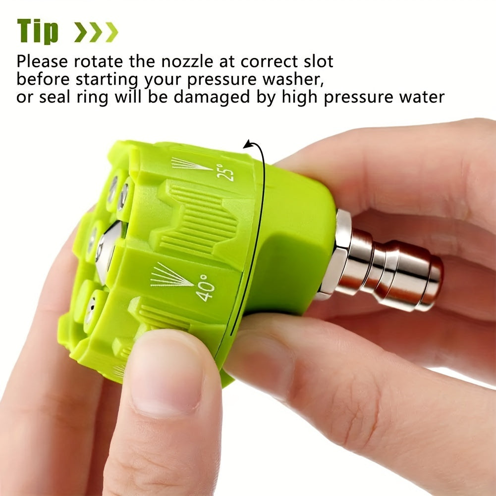 Rynx | 5-in-1 High Pressure Washer Spray Nozzle - Universal Quick Connect, Multi-Angle Watering Tool with Adjustable Tips (0°, 15°, 25°, 40°) and Soap Dispenser for Garden, Vehicle, and Surface Cleaning