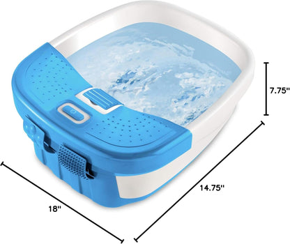 Rynx | Bubble Bliss Deluxe Foot Bath with Heat, Massaging Arch, 3 Acupressure Attachments, Splash Protection, Raised Nodes Holding Bubbles