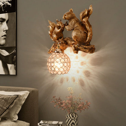 Rynx | Crystanova Wall light | Creative squirrel design | Crystal details | 1-bulb lamp for bedroom