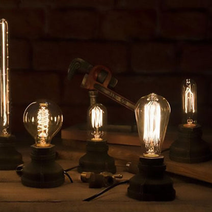 Rynx | Contemporary Industrial Steampunk Round Glass 1-Light Table Lamp for the Entertainment Room