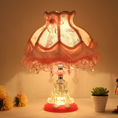 Rynx | Elarion Glow Table Lamp | European Design | Fabric Shade & Glass Base | Dimmable | Romantic Lighting