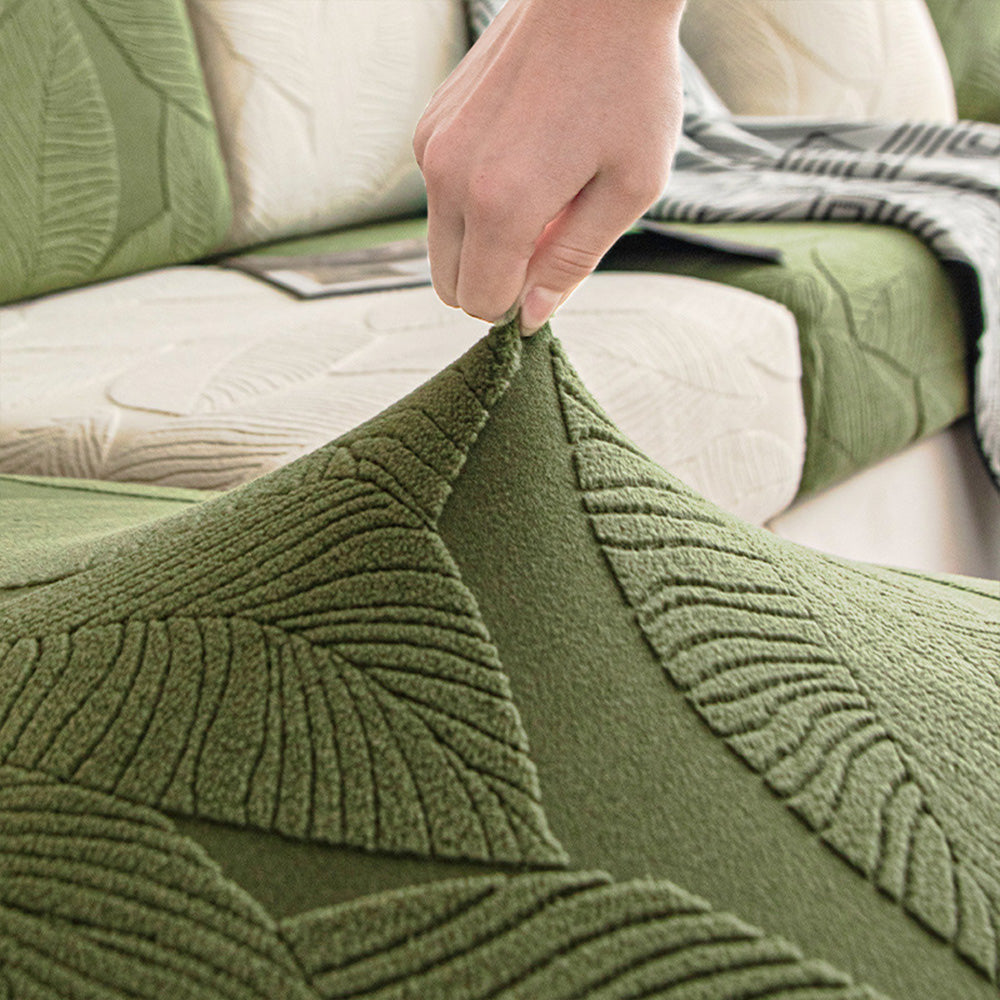 RYNX | Leaf Jacquard Waterproof Anti-Scratch Stretch Full Wrap Couch Cover