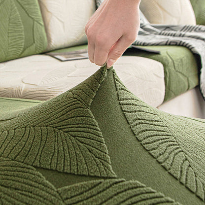 RYNX | Leaf Jacquard Waterproof Anti-Scratch Stretch Full Wrap Couch Cover