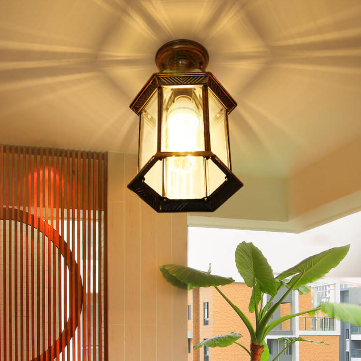 Rynx | HexaLux Outdoor Lantern Ceiling Light | Waterproof | Hexagonal Design | Semi-Surface Mount
