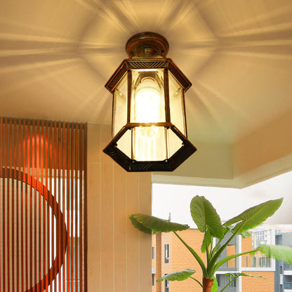 Rynx | HexaLux Outdoor Lantern Ceiling Light | Waterproof | Hexagonal Design | Semi-Surface Mount