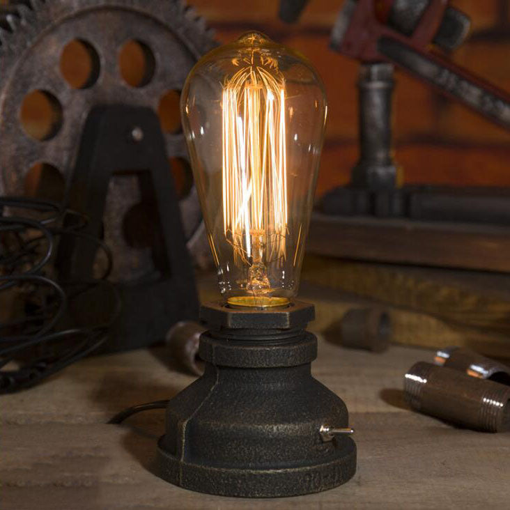 Rynx | Contemporary Industrial Steampunk Round Glass 1-Light Table Lamp for the Entertainment Room