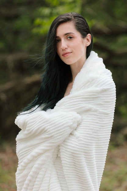 Rynx | Striped Textured Faux Fur Throw Blanket