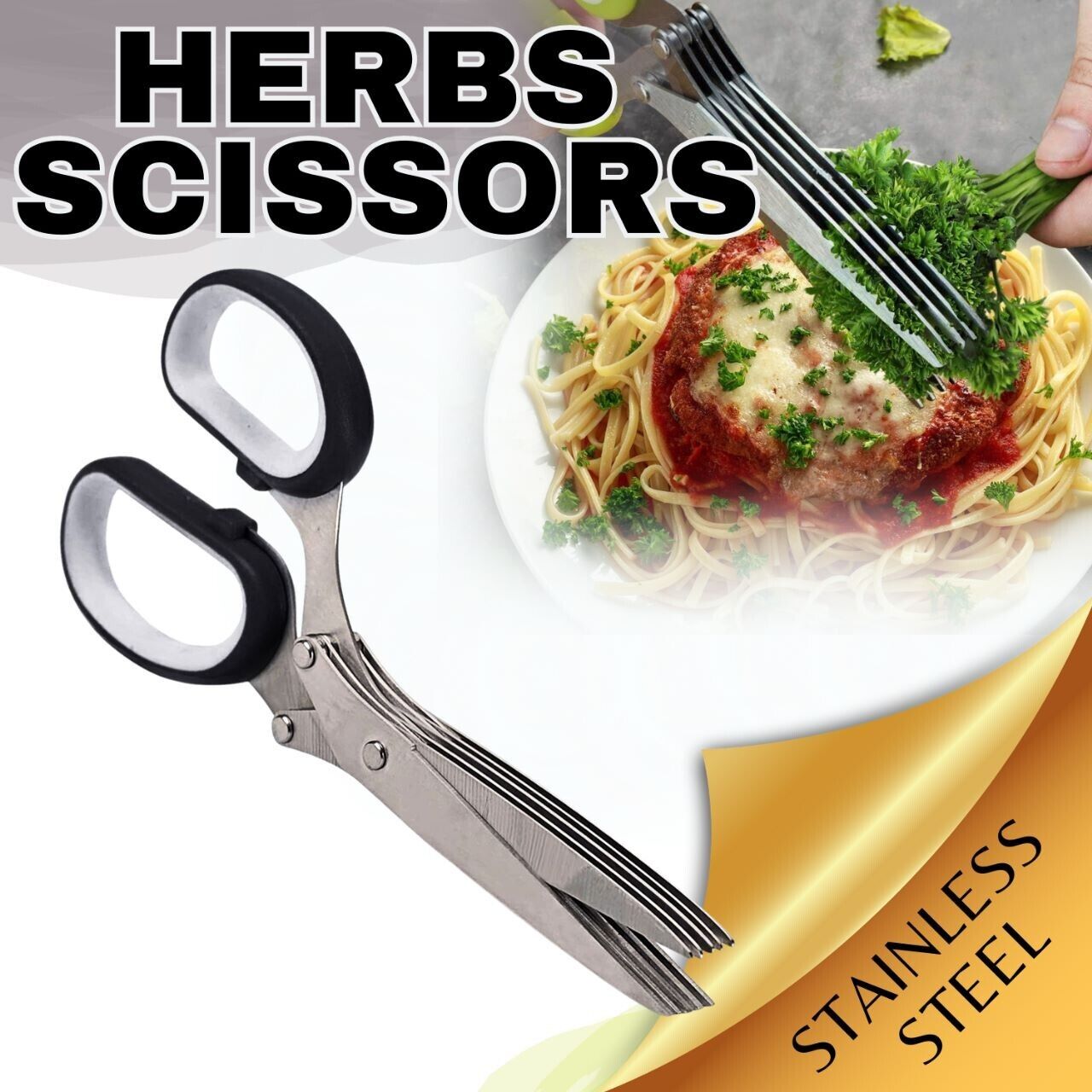 Rynx | Herb scissors with multiple blades in stainless steel, quick cutting scissors kitchen tool