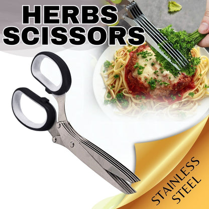 Rynx | Herb scissors with multiple blades in stainless steel, quick cutting scissors kitchen tool