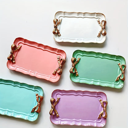 Rynx | VintageServe-Dessert Plate - Rectangular Harse Candy Bowl with Bow Button
