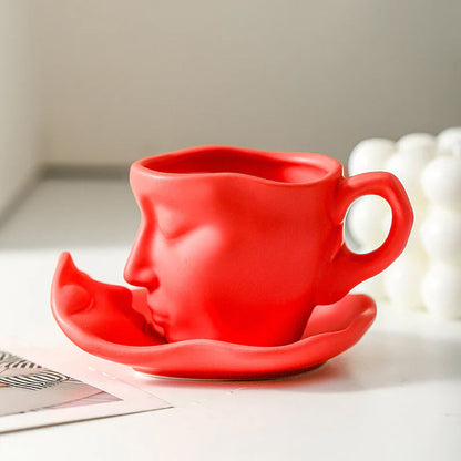 Rynx | Metal touching face, creative ceramic kiss coffee mug