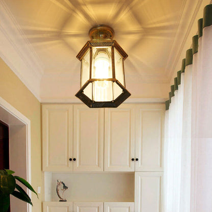 Rynx | HexaLux Outdoor Lantern Ceiling Light | Waterproof | Hexagonal Design | Semi-Surface Mount