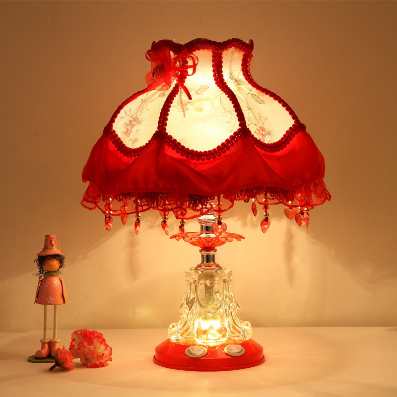 Rynx | Elarion Glow Table Lamp | European Design | Fabric Shade & Glass Base | Dimmable | Romantic Lighting