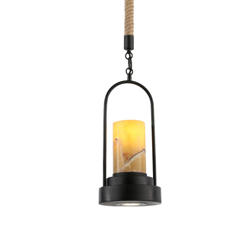 Rynx | HempCandle Industrial Pendant Light | Vintage Rope Design | 1-Light LED Hanging Lamp | Rustic Style