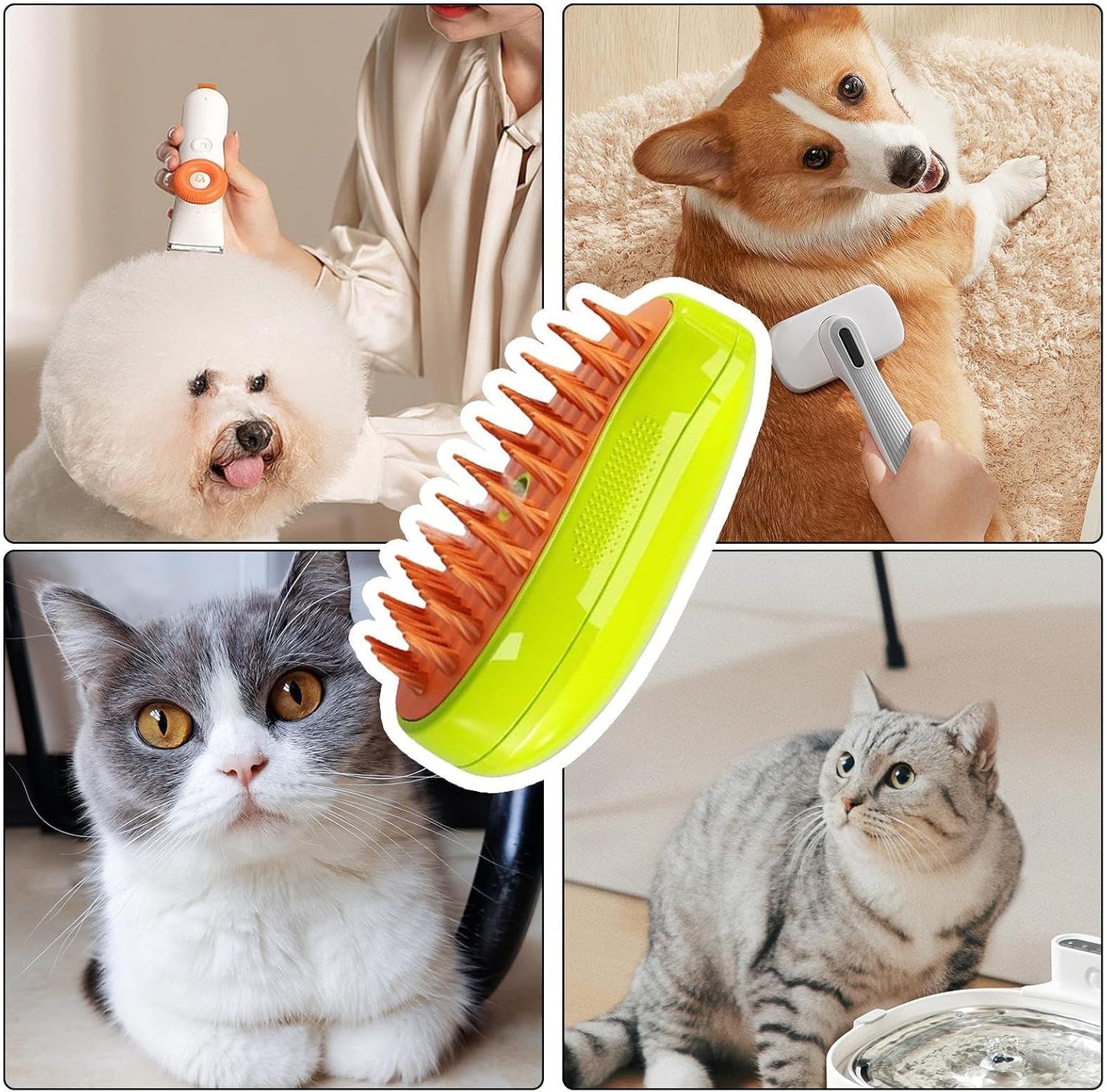 Rynx | Electric Spray Grooming Comb for Cats and Dogs with Soft Silicone Brush