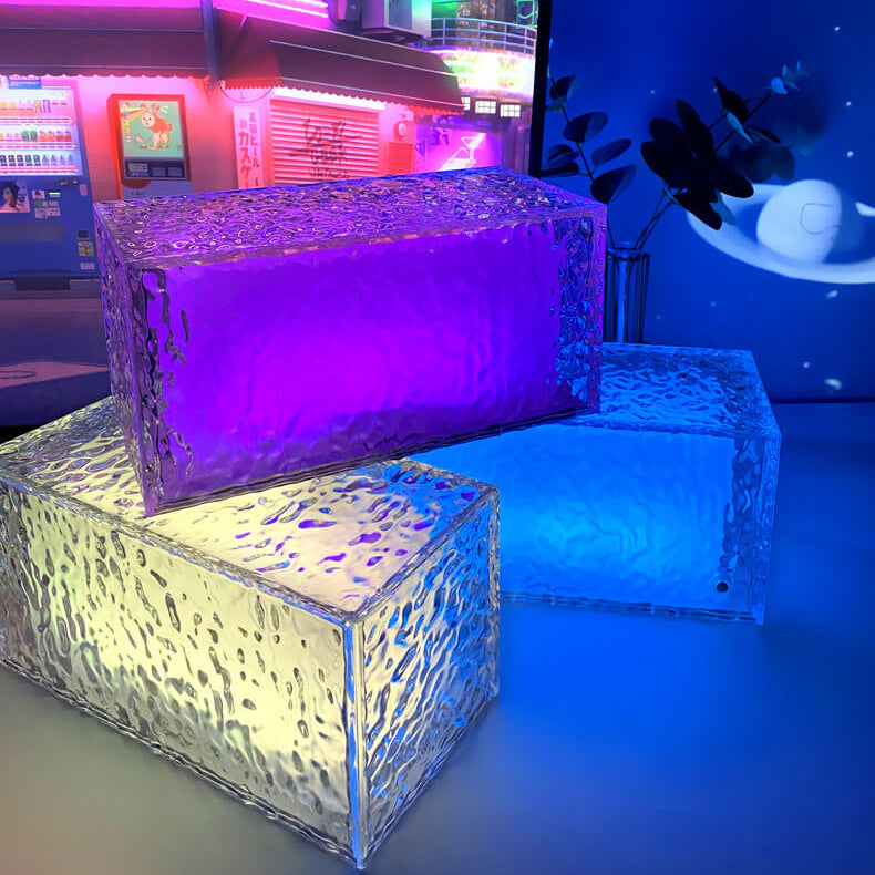 Rynx | FrostGlow RGB LED Table Lamp | Acrylic Ice Cube Design | Decorative Mood Light | Rechargeable