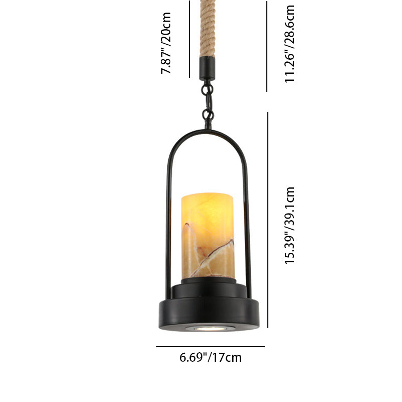 Rynx | HempCandle Industrial Pendant Light | Vintage Rope Design | 1-Light LED Hanging Lamp | Rustic Style