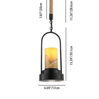 Rynx | HempCandle Industrial Pendant Light | Vintage Rope Design | 1-Light LED Hanging Lamp | Rustic Style