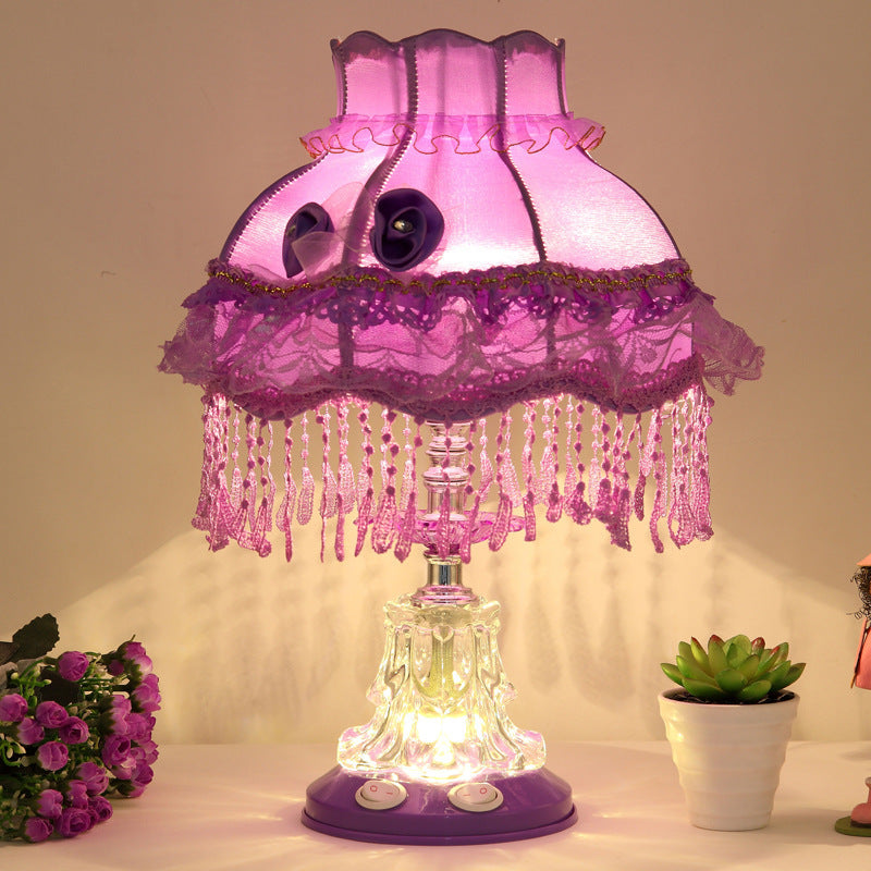 Rynx | Elarion Glow Table Lamp | European Design | Fabric Shade & Glass Base | Dimmable | Romantic Lighting