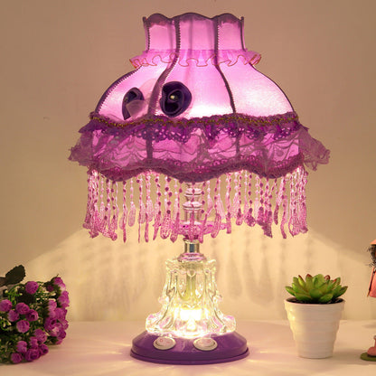 Rynx | Elarion Glow Table Lamp | European Design | Fabric Shade & Glass Base | Dimmable | Romantic Lighting