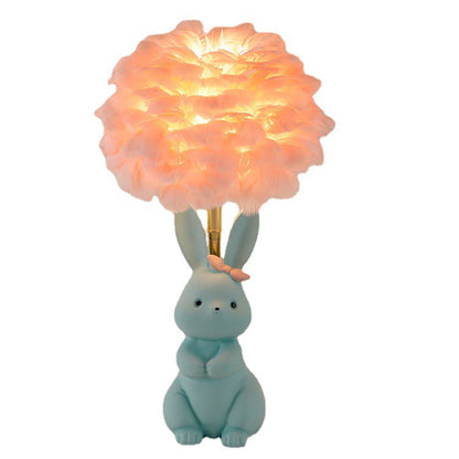 Rynx | Modern Art Deco Rabbit Feather Orb Metal Goose Feather Glass 1-Light Table Lamp For Bedroom