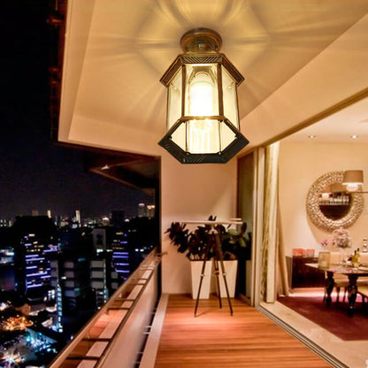 Rynx | HexaLux Outdoor Lantern Ceiling Light | Waterproof | Hexagonal Design | Semi-Surface Mount
