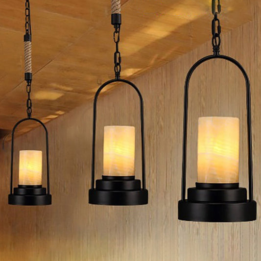 Rynx | HempCandle Industrial Pendant Light | Vintage Rope Design | 1-Light LED Hanging Lamp | Rustic Style