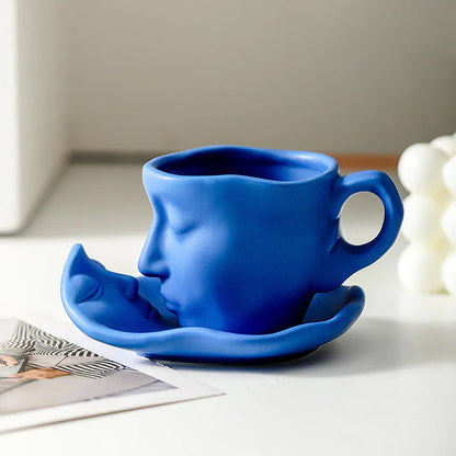 Rynx | Metal touching face, creative ceramic kiss coffee mug