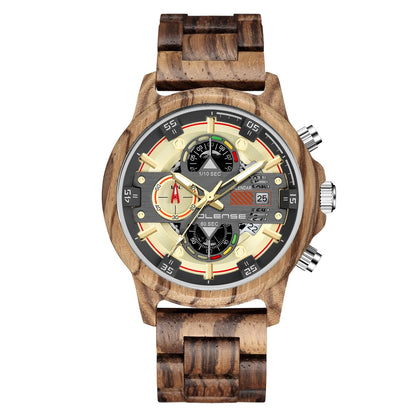 Rynx | Men's Wooden Watch Quartz Multifunctional Luminous