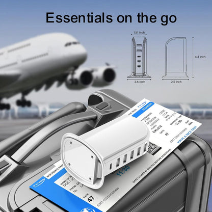 Rynx | Charging station for multiple devices, 5 USB + 1 Type-C fast charger for home and office