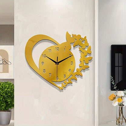 Rynx | Silent Heart-Shaped Acrylic Wall Clock - Frameless Love Design for Living Room, Bedroom & Office