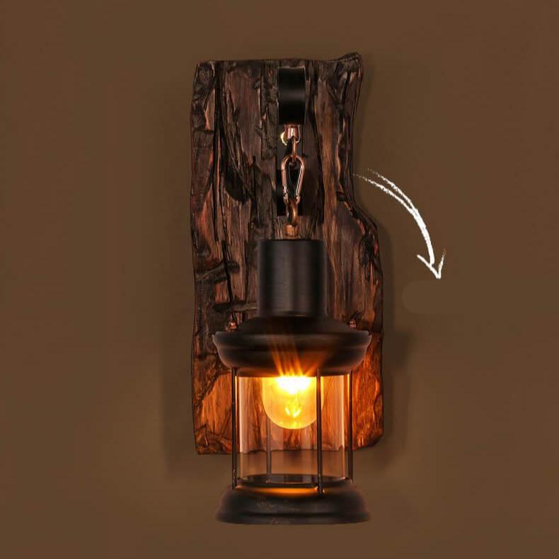 RYNX | Lichtglas – Cylinder Wall Lamp With Glass Base, Iron And Wood