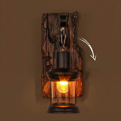 RYNX | Lichtglas – Cylinder Wall Lamp With Glass Base, Iron And Wood