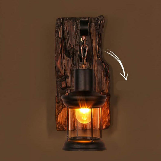 RYNX | Lichtglas – Cylinder Wall Lamp With Glass Base, Iron And Wood