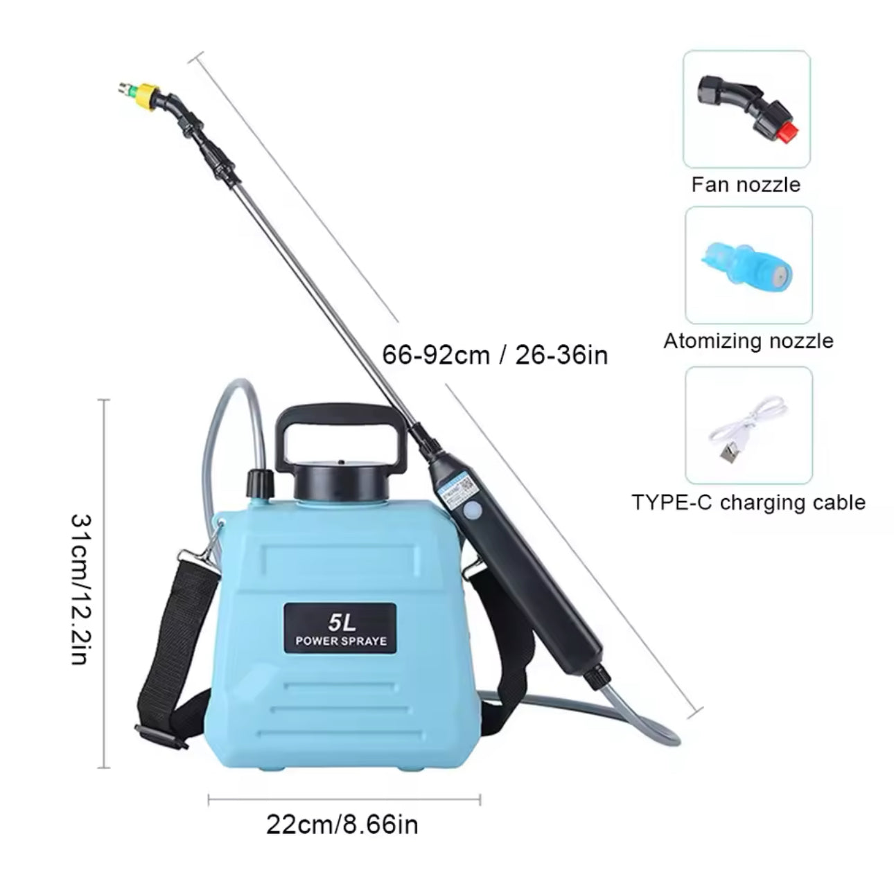 Rynx | Electric Garden Sprayer Battery Operated Automatic Garden Plant Misting Device Rechargeable 5L