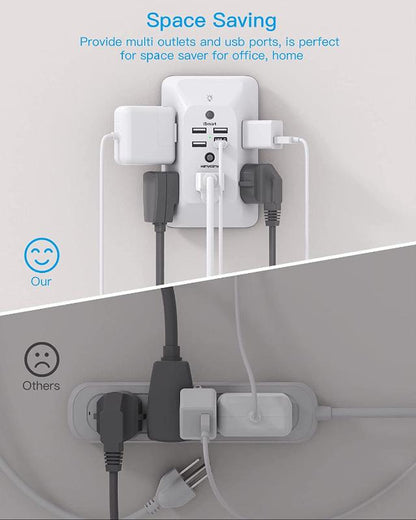 Rynx | Outlet Extender with Night Light, Multi Plug Outlet, USB Wall Charger Surge Protector