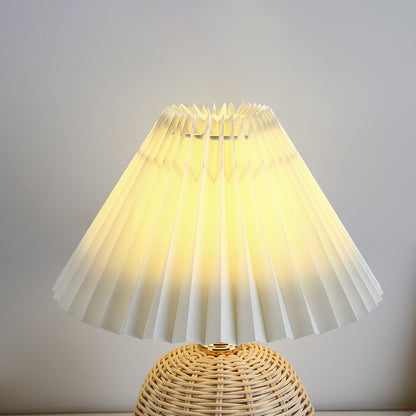Rynx | RattaLume Nordic LED Table Lamp | Woven Rattan & Foldable Fabric Shade | Mood Light | Decor for the Bedroom