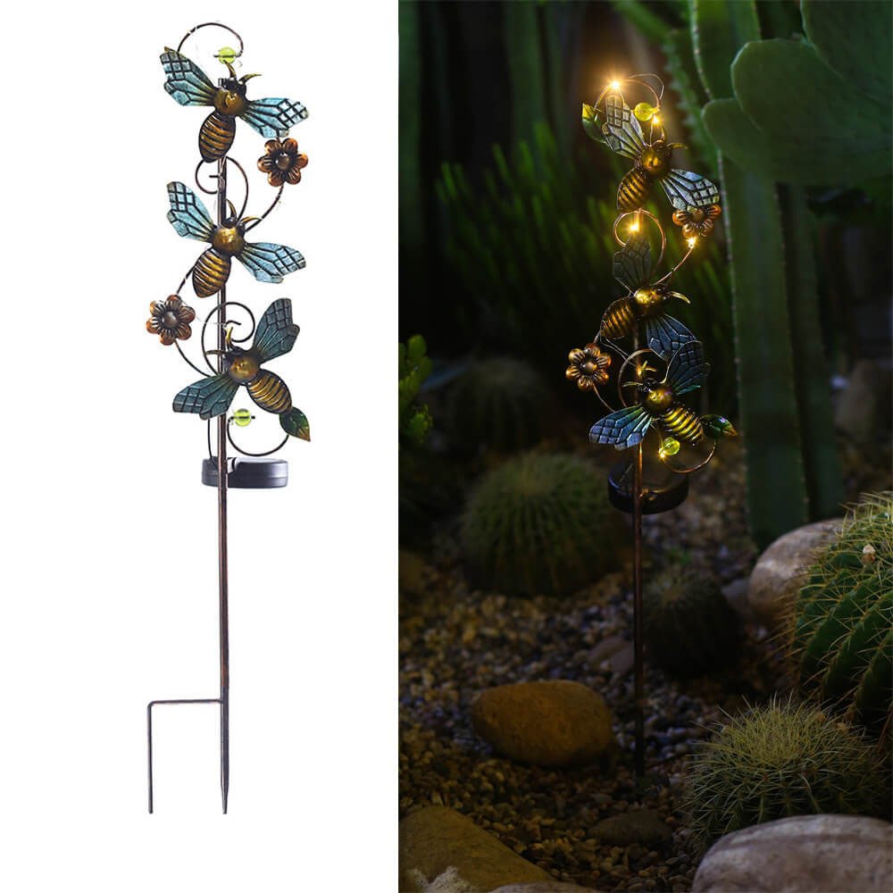 Rynx | GardenGlow Solar Garden Light | Metal Design | Butterfly, Dragonfly, Hummingbird | Landscape Lighting