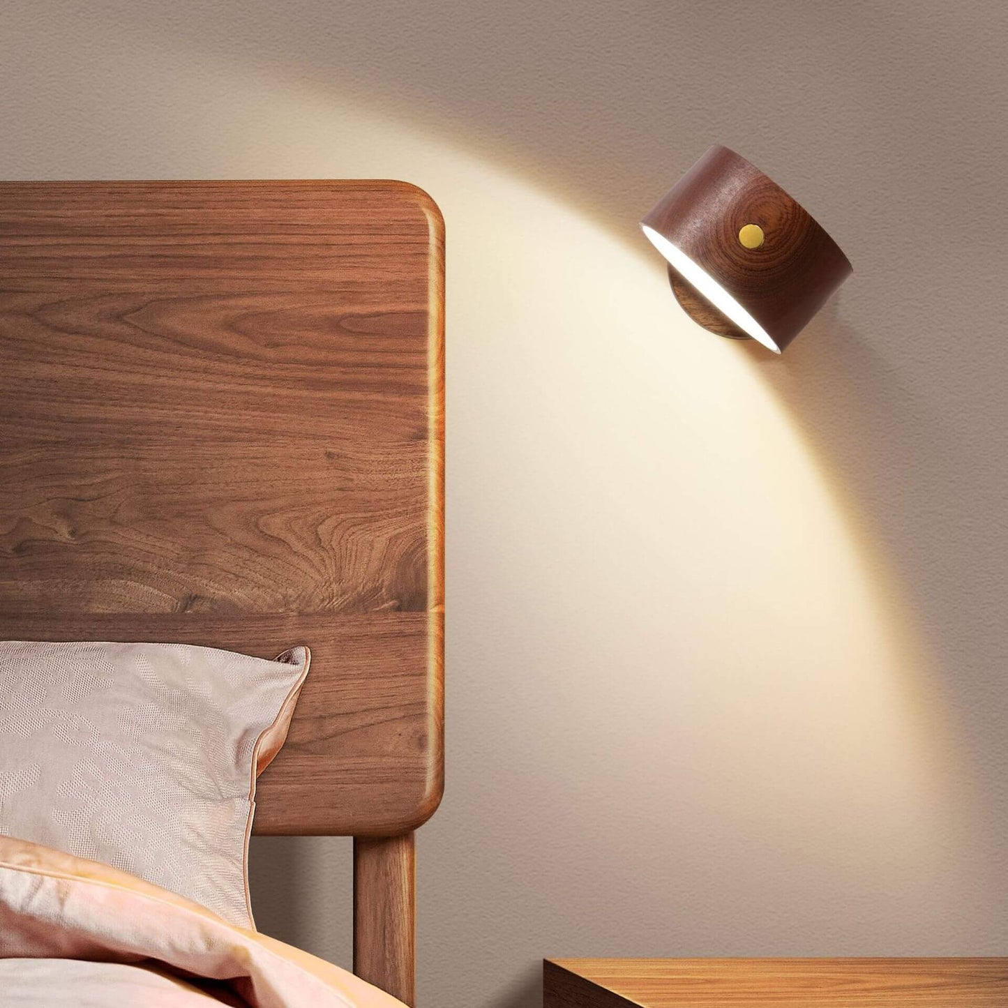 Rynx | LumaWood Magnetic USB LED Wall Lamp | Rechargeable | Touch Control | Wooden Night Light