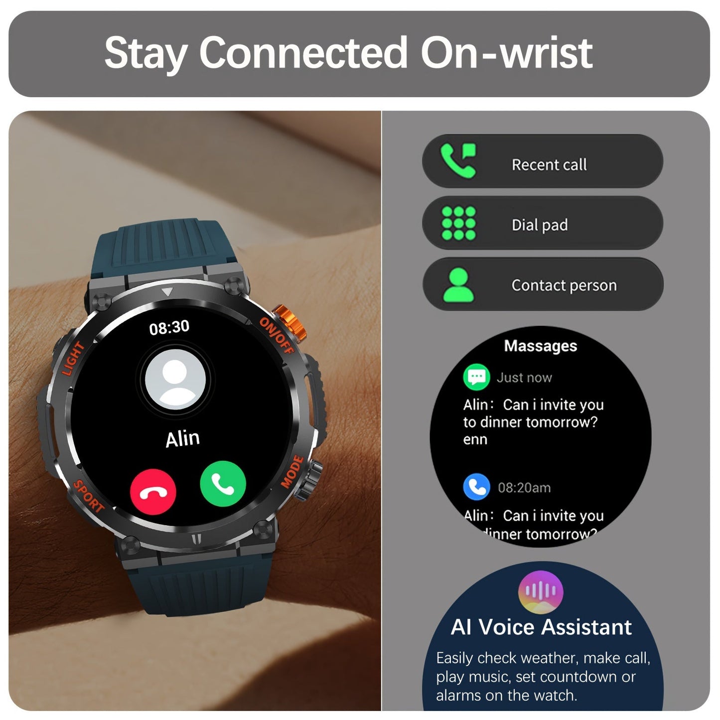 Rynx | Jacket - Waterproof Smartwatch with LED Flashlight and Sleep Monitor