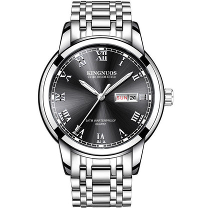 Rynx | Transnational Hot Double Calendar Steel Belt Watch Business Non-mechanical