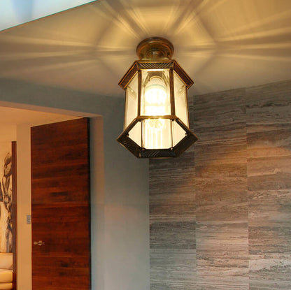 Rynx | HexaLux Outdoor Lantern Ceiling Light | Waterproof | Hexagonal Design | Semi-Surface Mount
