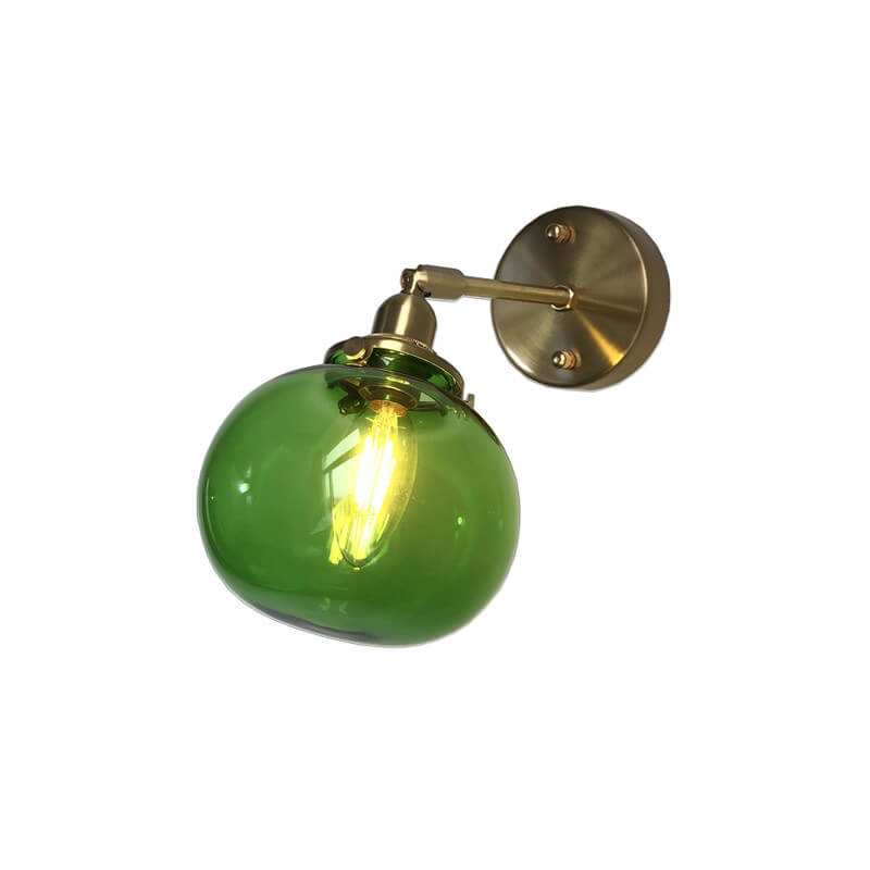 Rynx | Glasvora Japanese Wall Lamp | Round Globe made of Glass & Brass | Vintage Design | 1-Light