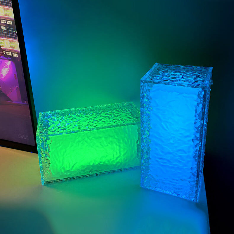Rynx | FrostGlow RGB LED Table Lamp | Acrylic Ice Cube Design | Decorative Mood Light | Rechargeable