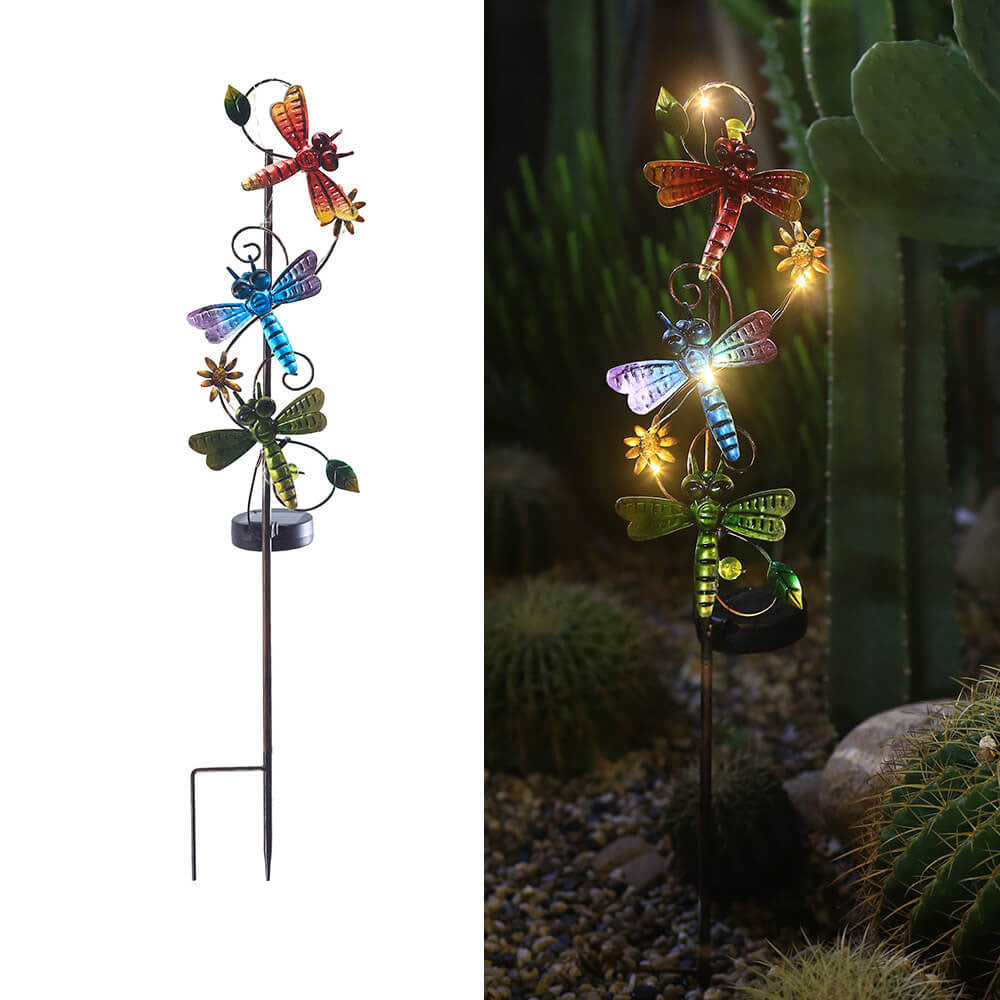 Rynx | GardenGlow Solar Garden Light | Metal Design | Butterfly, Dragonfly, Hummingbird | Landscape Lighting