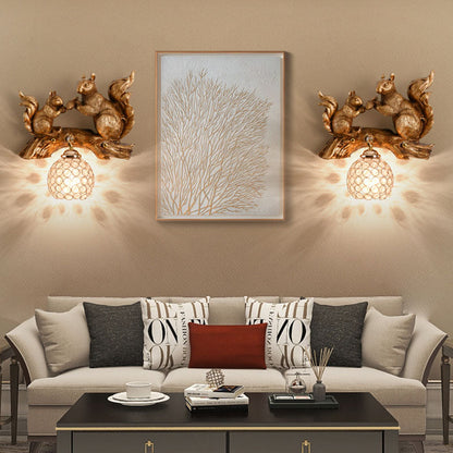 Rynx | Crystanova Wall light | Creative squirrel design | Crystal details | 1-bulb lamp for bedroom