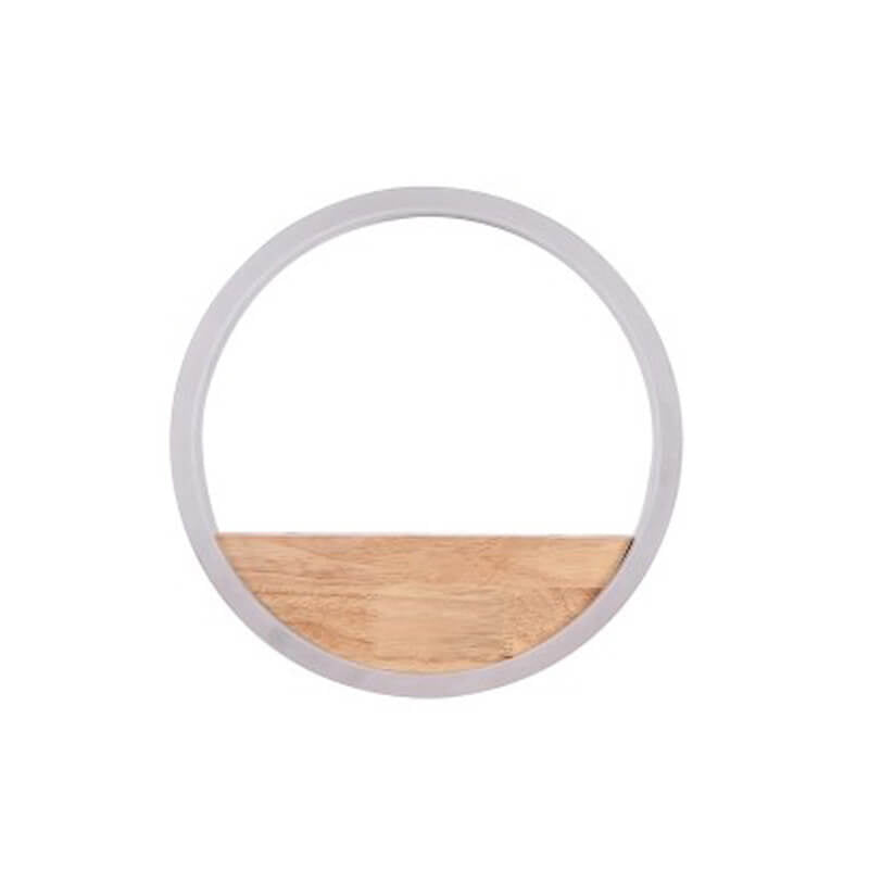 Rynx | Lumoshelf LED Wall Light | Solid Wood with Shelf | Round Wall Lamp | Warm & White Light