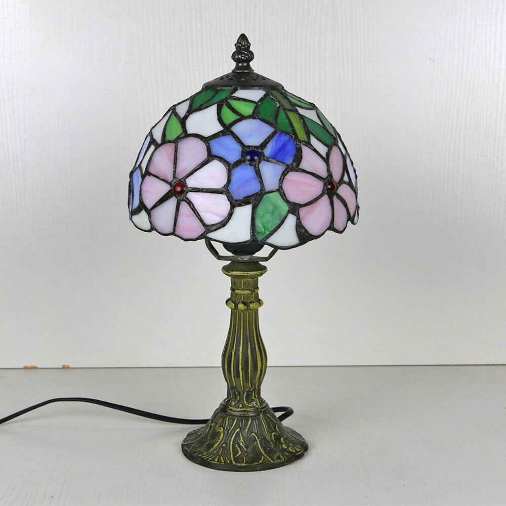 Rynx | Tiffany Vintage Stained Glass Flower Dome 1-Light Table Lamp