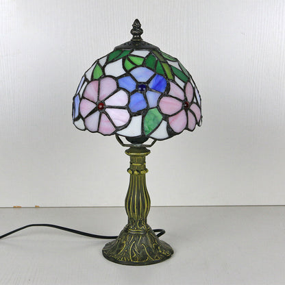 Rynx | Tiffany Vintage Stained Glass Flower Dome 1-Light Table Lamp